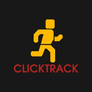 The ClickTrack icon: a yellow running figure above the word CLICKTRACK in red, on dark grey.